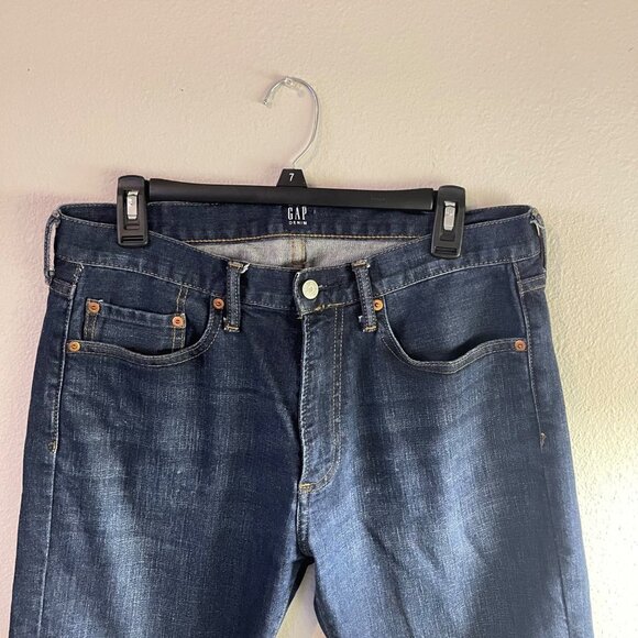 Gap Denim Slim Fit Cuffed Ankle Skinny Dark Blue Jeans - Picture 2 of 6